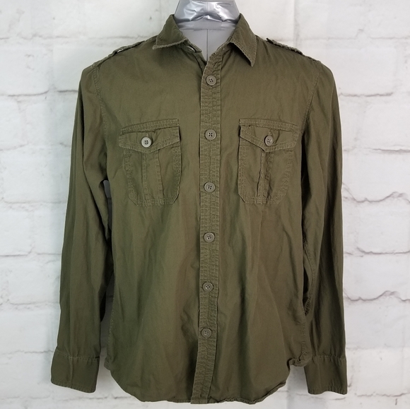 Bluenotes L Army Green Slim-Fit Button-Down Shirt - Picture 10 of 10